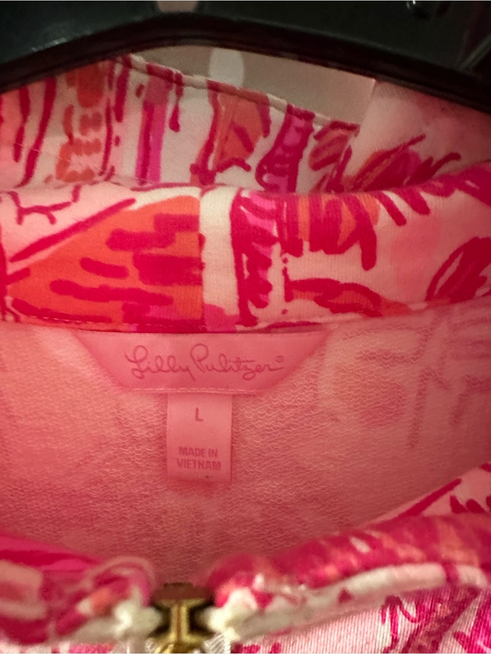 Lilly Pulitzer Pink & Coral Palm-Print Quarter Zip - Picture 2 of 5